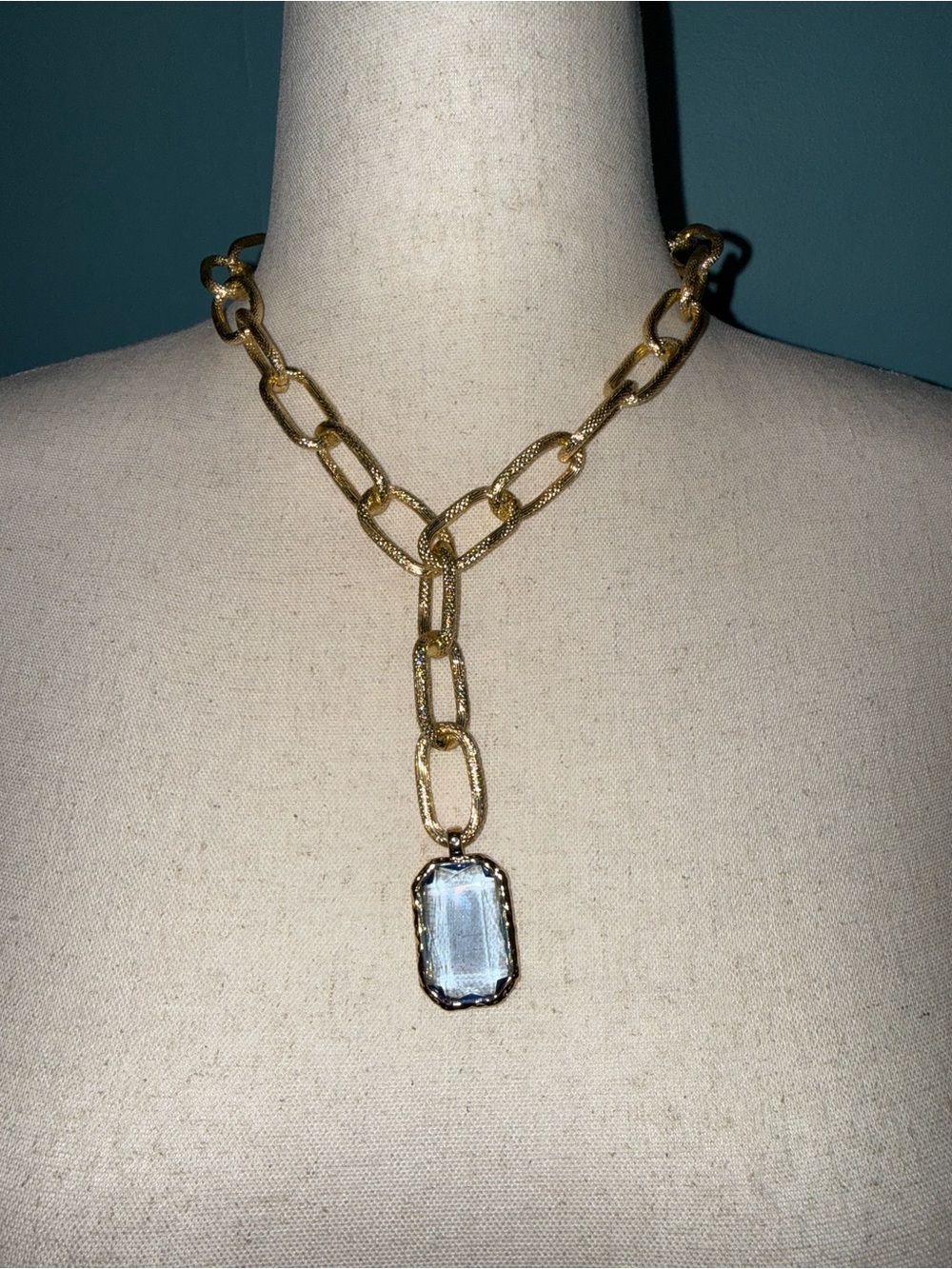 Park Lane “Bluebird” Gold Chain Necklace with Blue Gem Pendant - Women Jewelry